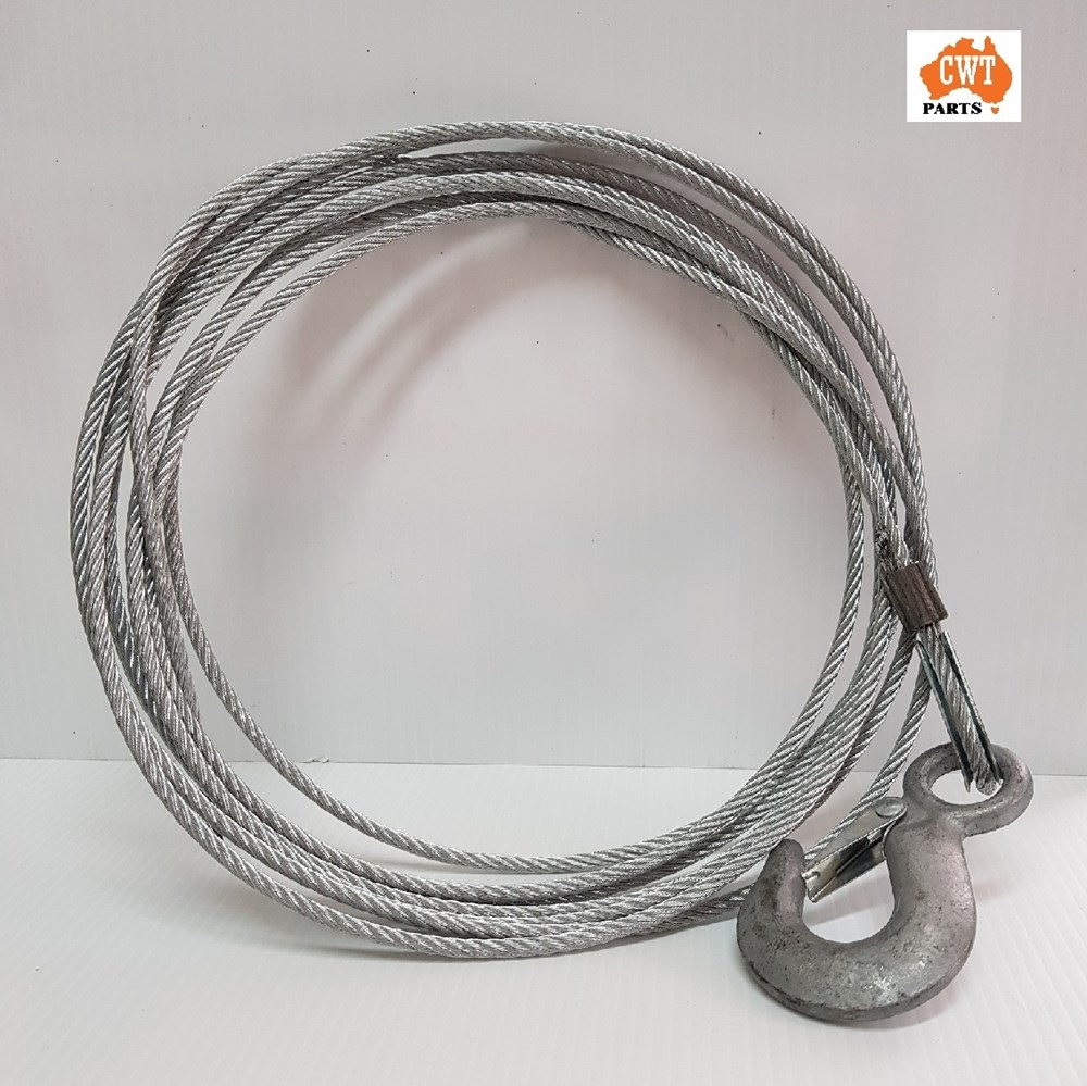 WINCH CABLE 7.6m x 6mm WITH SNAP HOOK SUIT 10:1 & 15:1 WINCH