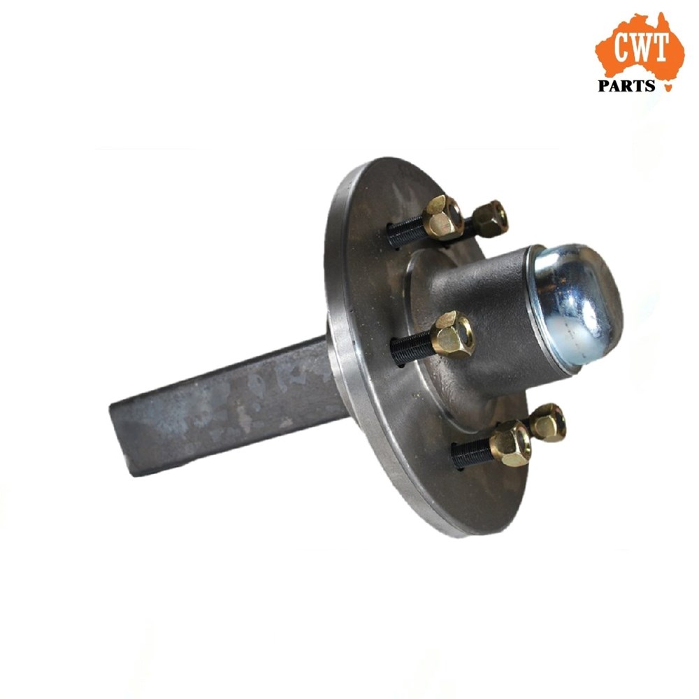 Complete assembled 50mm square stub axle with 6 stud LC lazy hubs and KOYO Dexter bearings