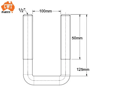 100mm Winch post U bolt set of 2 galvanised