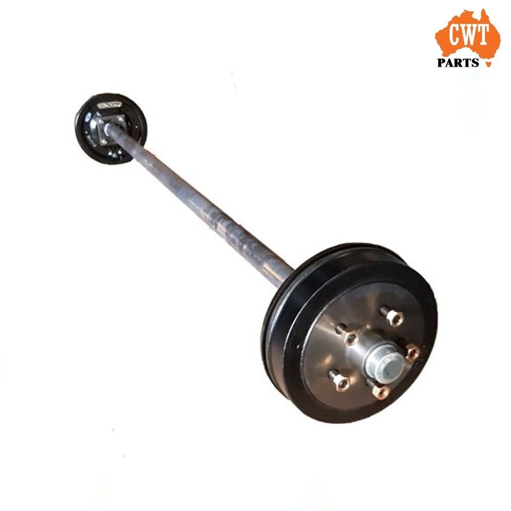 Hydrualic Axle 40Sq, Complete with hydraulic backing plate, Ford/Holden/ LC 9″ drums – LM bearings packed – 1000kg rated (NOTE: The bearings that come standard with the complete assembled axles are Chinese brand. Option to upgrade is below)