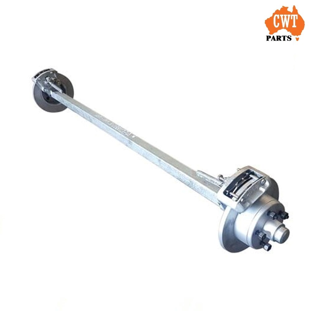 Mechanical Disc Axle 45Sq, Complete with Disc Calipers, Ford/Holden/ LC Disc Hubs – SL bearings packed – 1400kg rated (NOTE: The bearings that come standard with the complete assembled axles are Chinese. Option to upgrade is available)